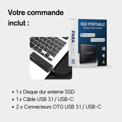 SSD Externe 500Go à 64To | Disque Dur Externe Portable Parallax