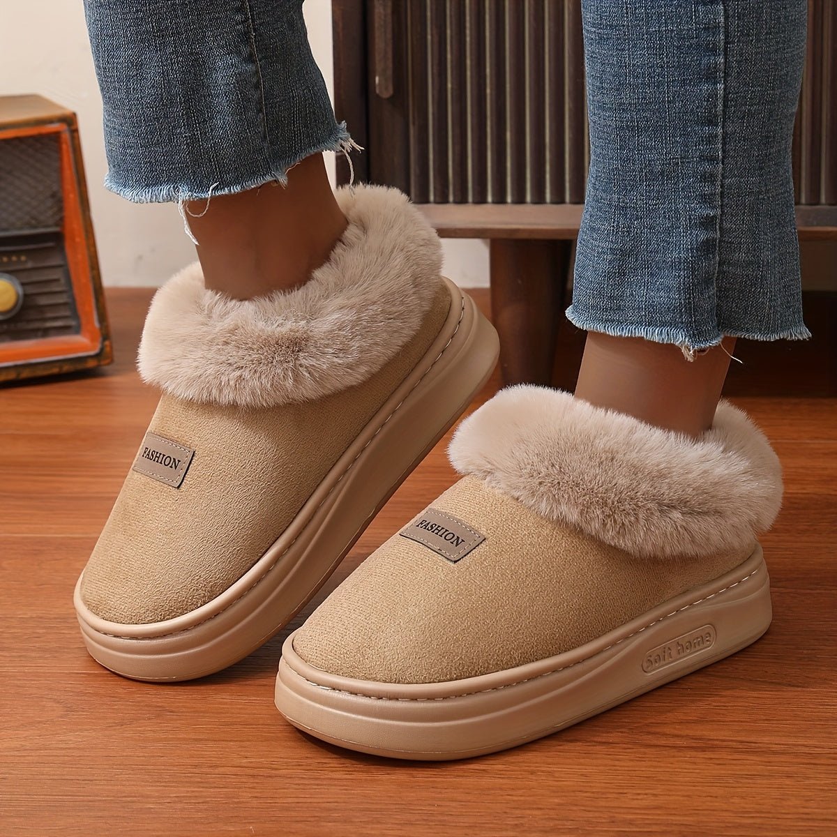 ORTHAE VELORA - Chaussons Femme Confort Doublés Chauds avec Semelle Épaisse - Parallax