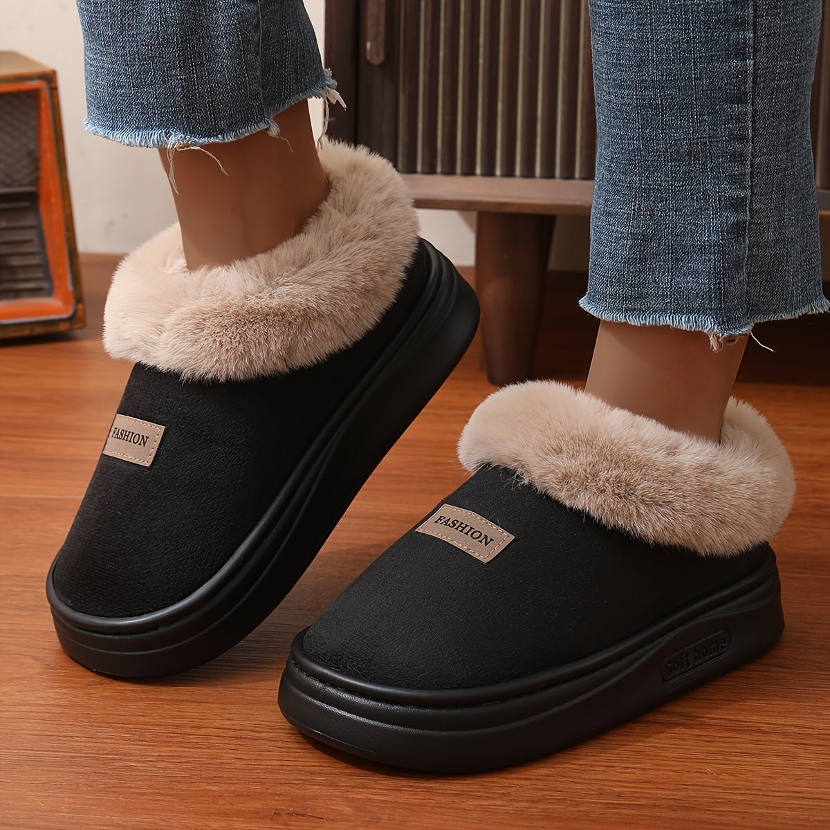 ORTHAE VELORA - Chaussons Femme Confort Doublés Chauds avec Semelle Épaisse - Parallax