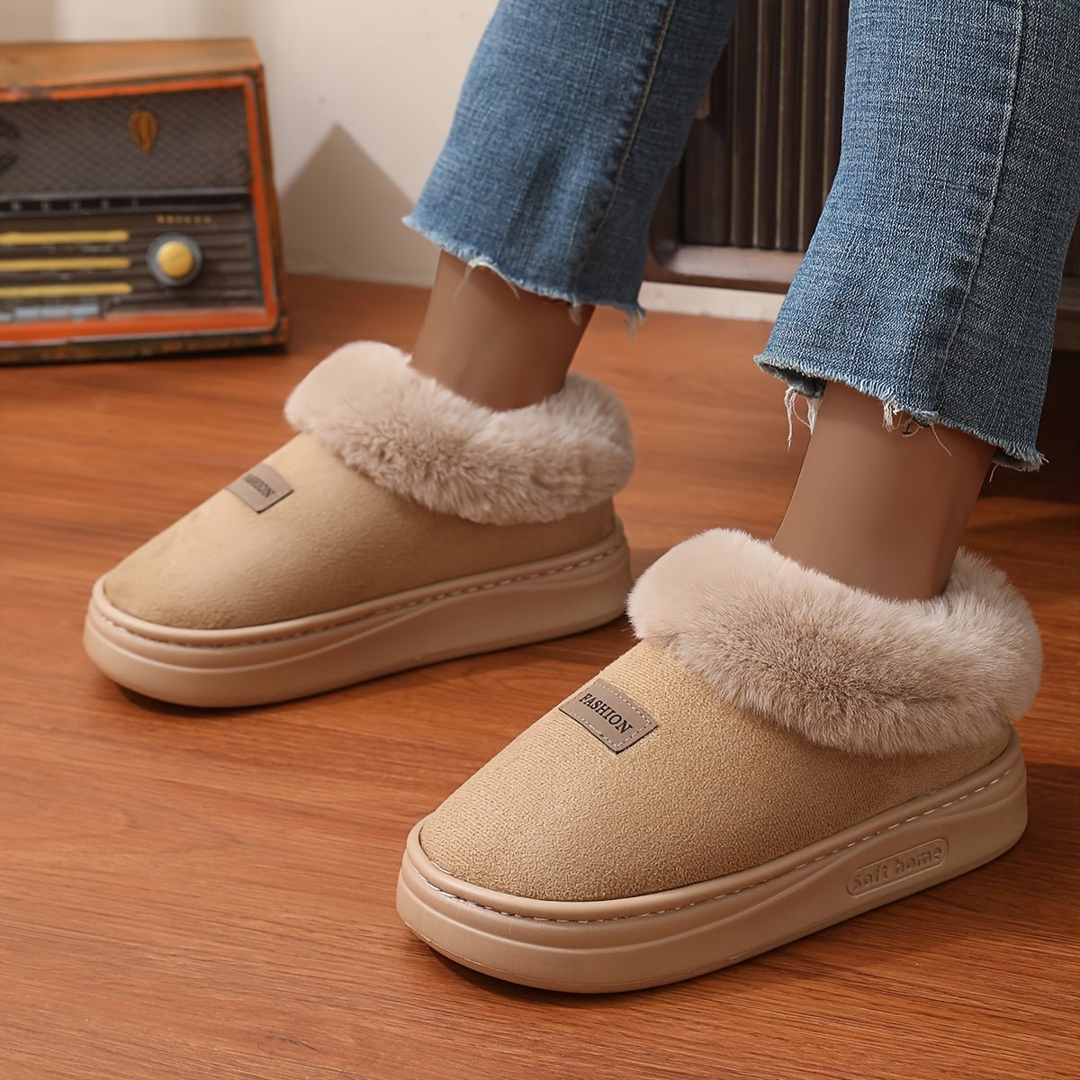 ORTHAE VELORA - Chaussons Femme Confort Doublés Chauds avec Semelle Épaisse - Parallax